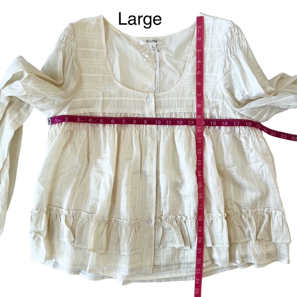 Ruffle Hem Peasant Blouse in Ecru - Picture 14 of 16